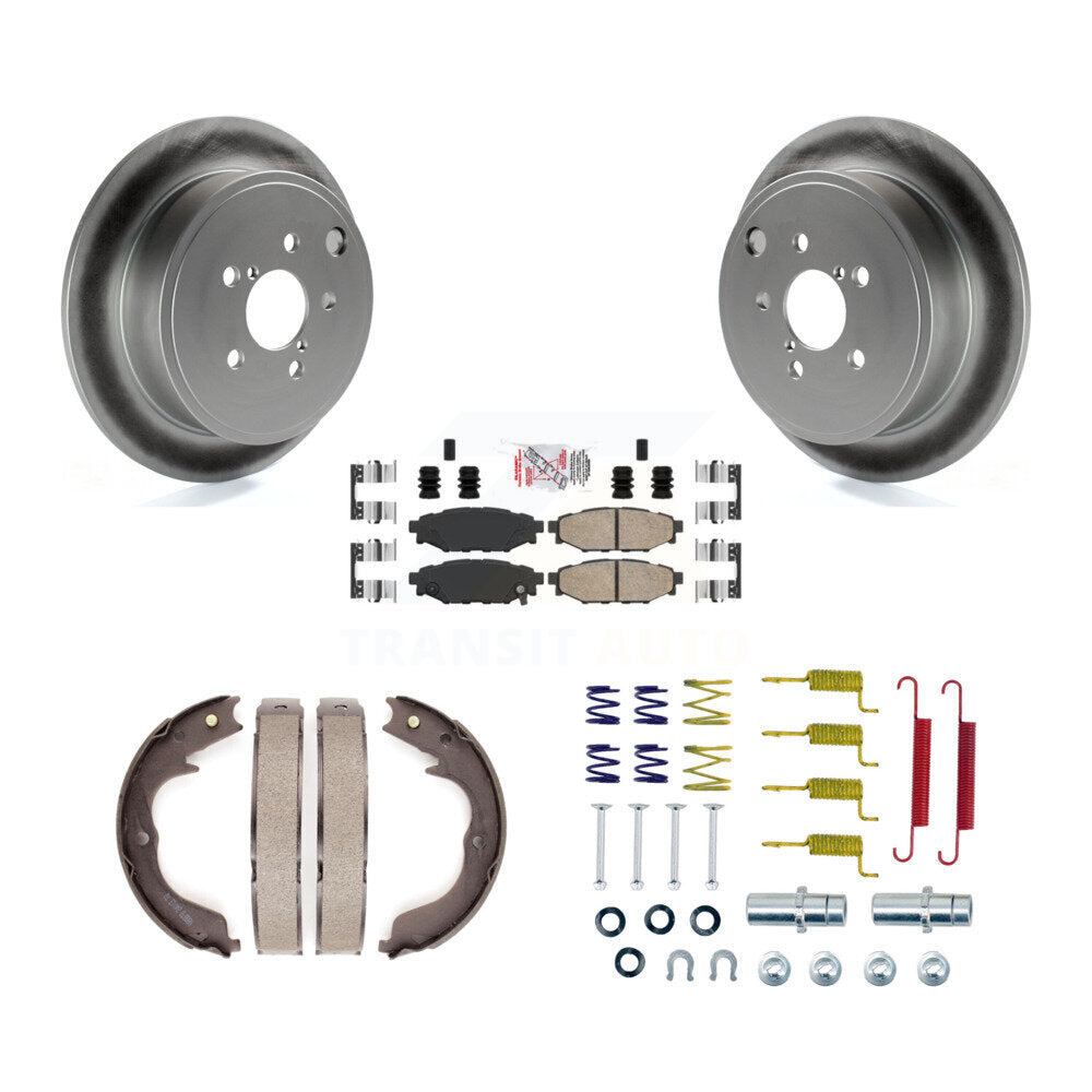 Rear Disc Coated Rotors Ceramic Pads Parking Shoes Hardware Kit For Subaru Outback Legacy KGA-107433
