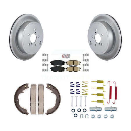 Rear Disc Coated Rotors Ceramic Pads Parking Shoes Hardware Kit For Subaru Outback Legacy KGA-107435