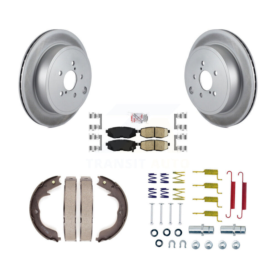 Rear Disc Coated Rotors Ceramic Pads Parking Shoes Hardware Kit For Subaru Outback Legacy KGA-107435