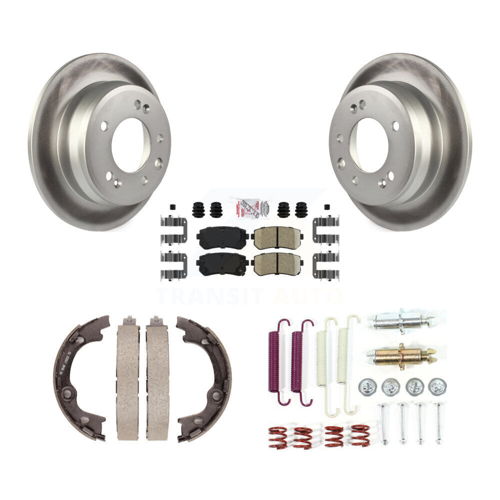 Rear Disc Coated Rotors Ceramic Pads Parking Brake Shoes Hardware Kit For Hyundai Elantra KGA-107437
