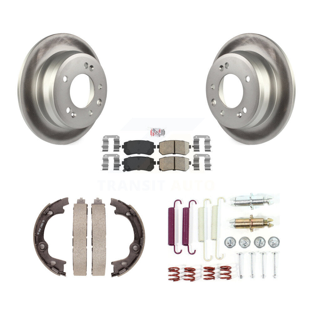 Rear Disc Coated Rotors Ceramic Pads Parking Brake Shoes Hardware Kit For Hyundai Elantra KGA-107438