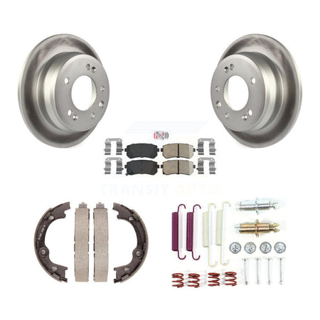Rear Disc Coated Rotors Ceramic Pads Parking Brake Shoes Hardware Kit For Hyundai Elantra KGA-107438