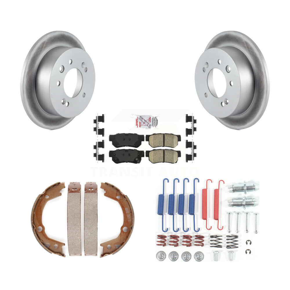 Rear Disc Coated Rotors Ceramic Pads Parking Brake Shoes Hardware Kit For Hyundai Elantra KGA-107440