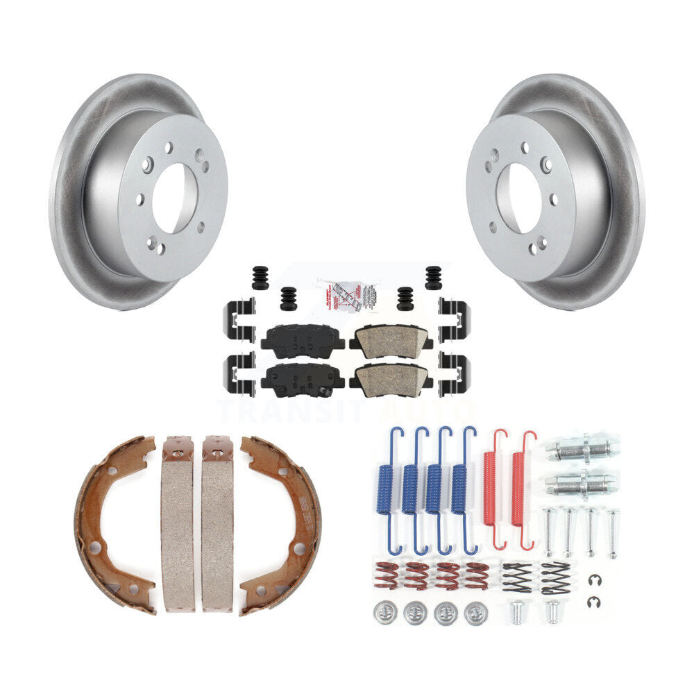Rear Disc Coated Rotors Ceramic Pads Parking Brake Shoes Hardware Kit For Hyundai Elantra KGA-107441