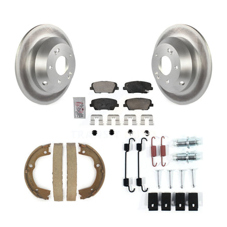 Rear Disc Coated Rotors Ceramic Pads Parking Shoes Hardware Kit For Hyundai Santa Fe Kia KGA-107445