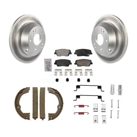 Rear Disc Coated Rotors Ceramic Pads Parking Shoes Hardware Kit For Hyundai Santa Fe Kia KGA-107447