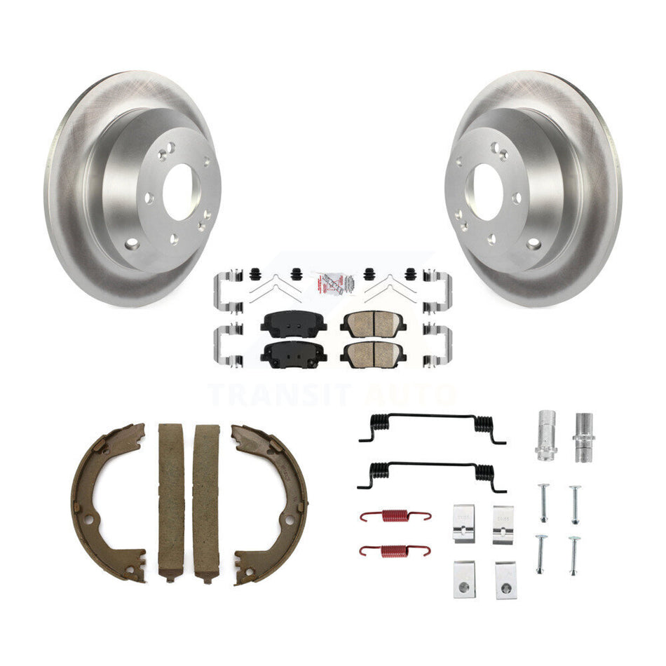 Rear Disc Coated Rotors Ceramic Pads Parking Shoes Hardware Kit For Hyundai Santa Fe Kia KGA-107450