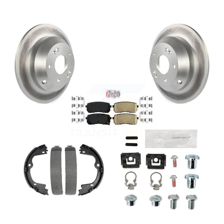 Rear Disc Coated Rotors Ceramic Pads Parking Brake Shoes And Hardware Kit For Kia Sedona KGA-107451