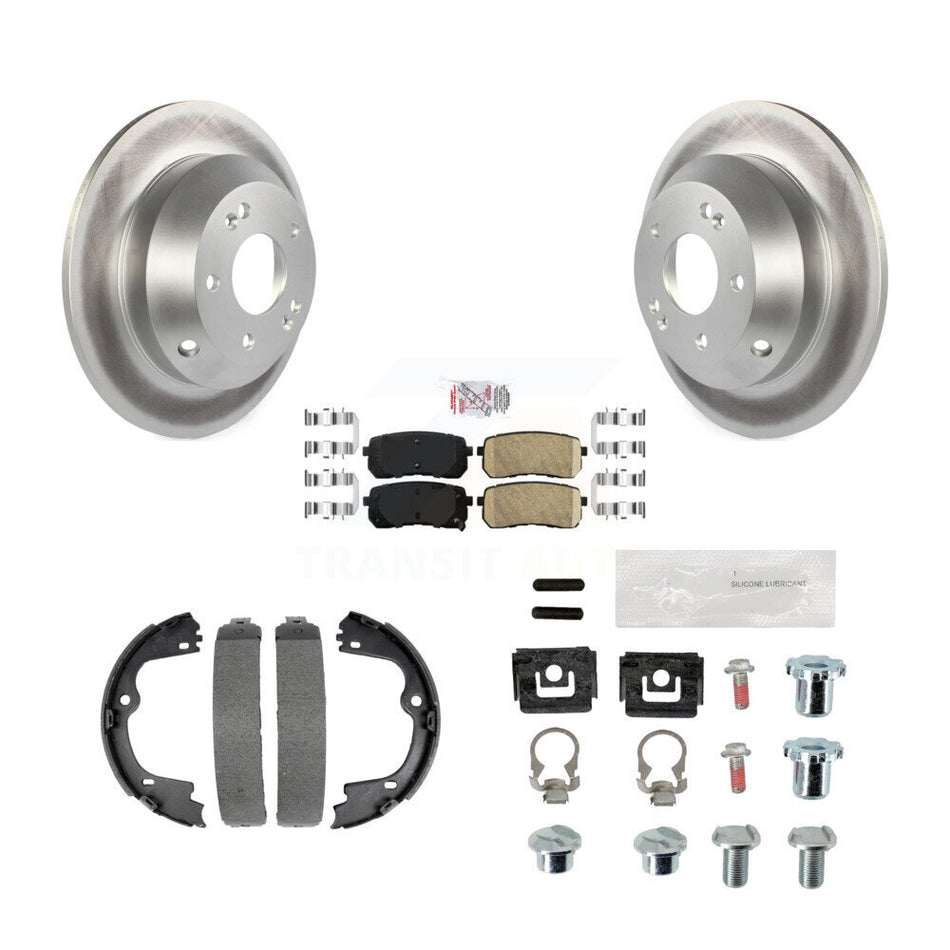 Rear Disc Coated Rotors Ceramic Pads Parking Brake Shoes And Hardware Kit For Kia Sedona KGA-107451