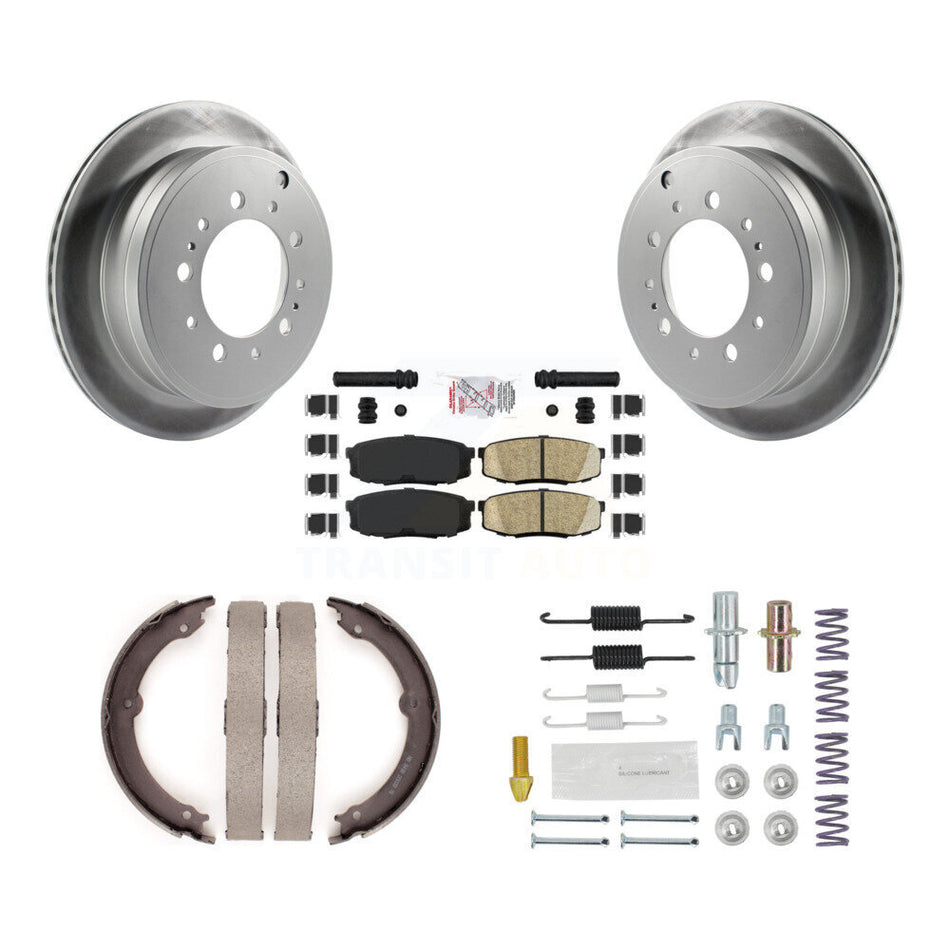 Rear Disc Coated Rotors Ceramic Pads Parking Shoes Hardware Kit For Toyota Tundra Sequoia KGA-107453