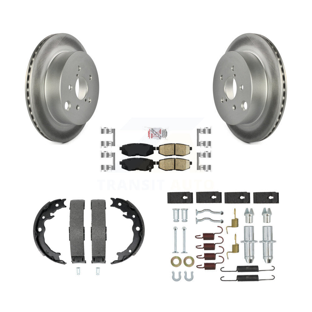 Rear Disc Coated Rotors Ceramic Pads Parking Shoes Hardware Kit For Subaru Forester 2.0L KGA-107456