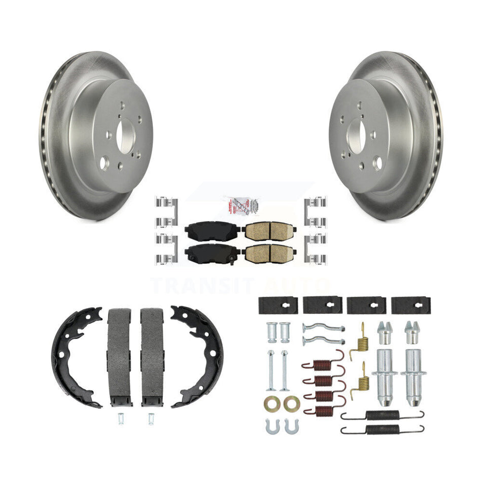 Rear Disc Coated Rotors Ceramic Pads Parking Shoes Hardware Kit For Subaru Forester 2.0L KGA-107456
