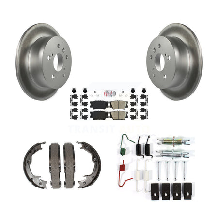 Rear Disc Coated Rotors Ceramic Pads Parking Shoes & Hardware Kit For Toyota Camry Lexus KGA-107458