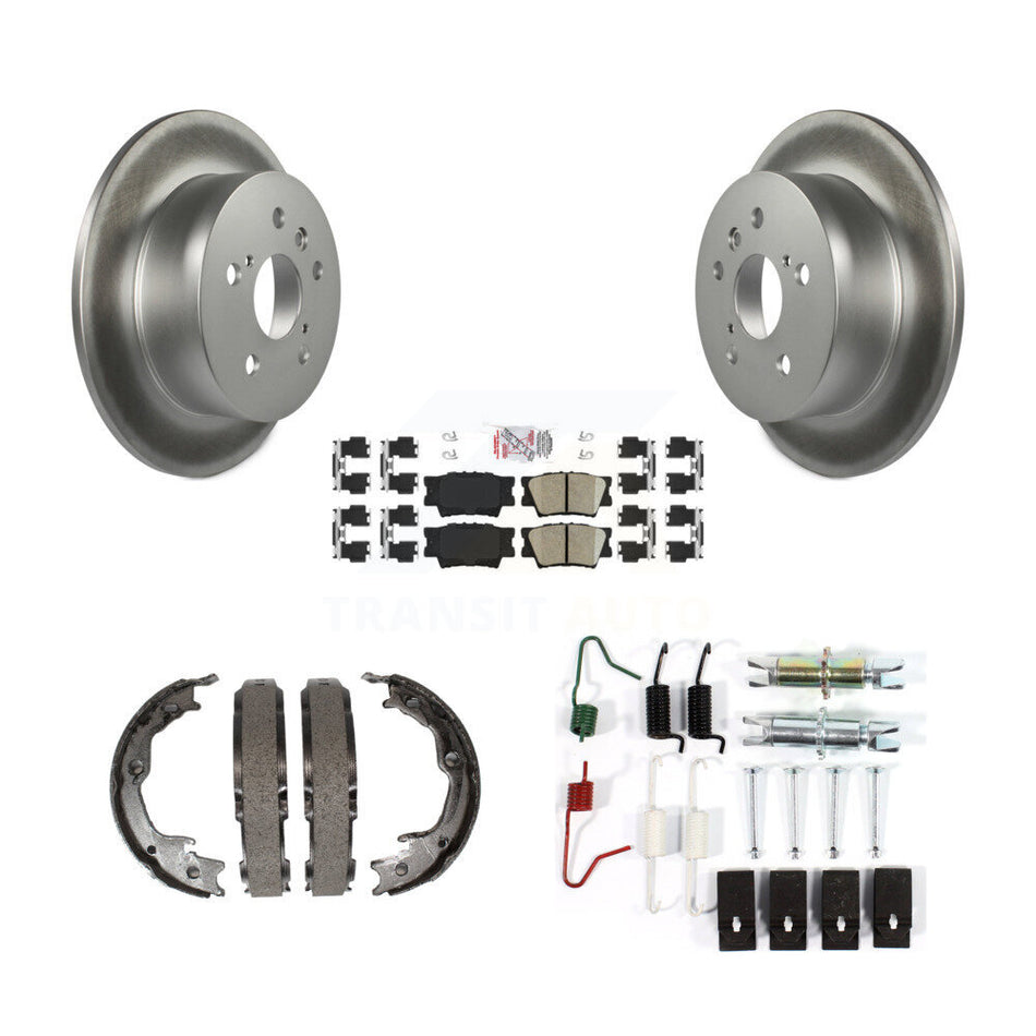 Rear Disc Coated Rotors Ceramic Pads Parking Shoes & Hardware Kit For Toyota Camry Lexus KGA-107459