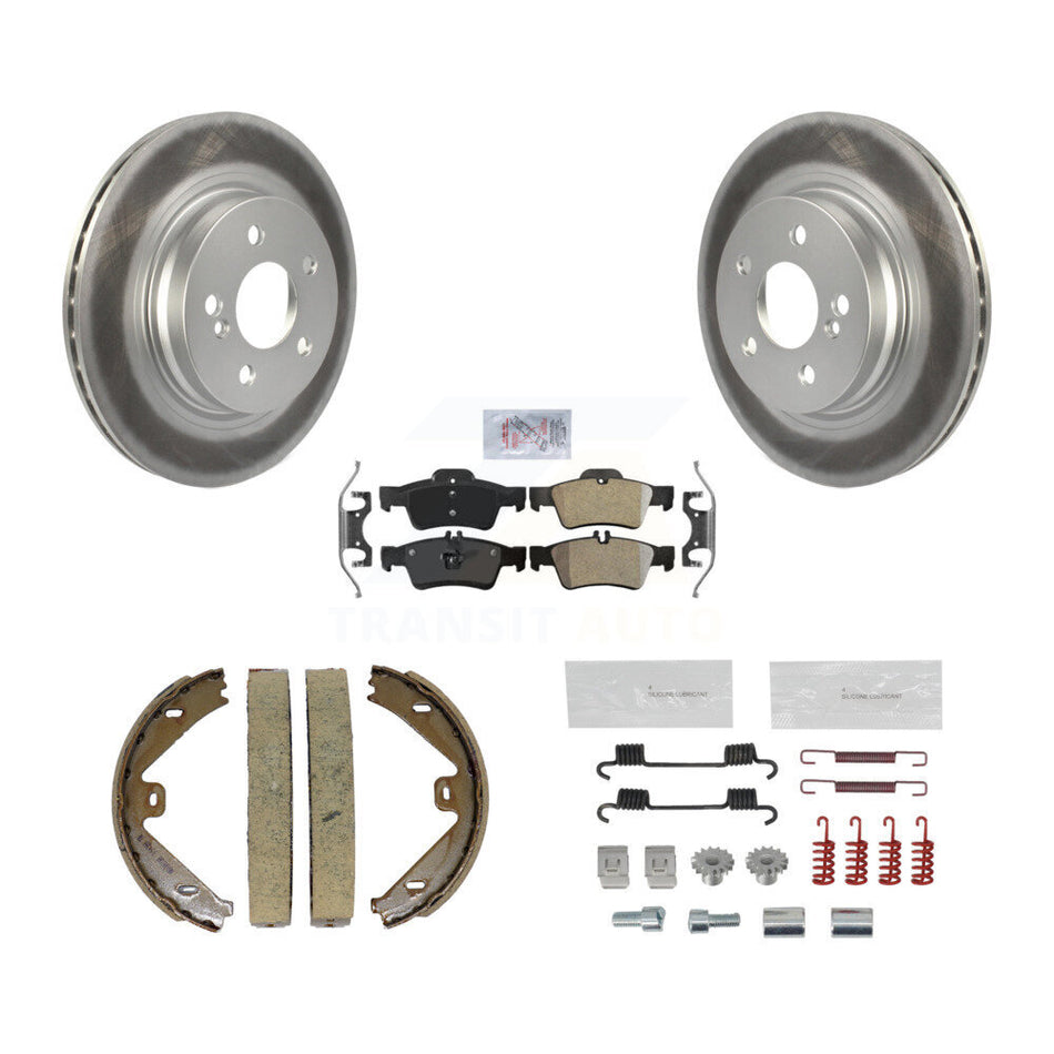 Rear Disc Coated Rotors Semi-Metallic Pads Parking Brake Shoes And Hardware Kit For KGA-107461