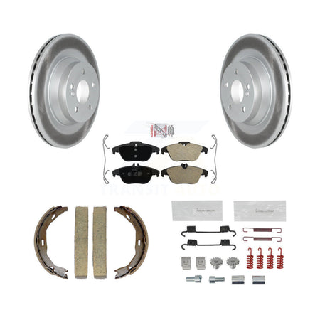 Rear Disc Coated Rotors Semi-Metallic Pads Parking Brake Shoes And Hardware Kit For KGA-107462
