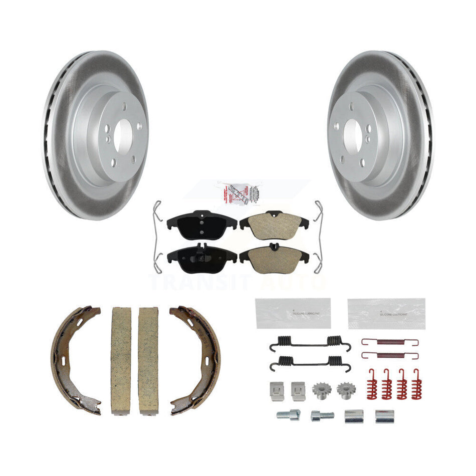 Rear Disc Coated Rotors Semi-Metallic Pads Parking Brake Shoes And Hardware Kit For KGA-107462