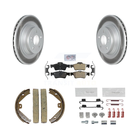 Rear Disc Coated Rotors Semi-Metallic Pads Parking Shoes & Hardware Kit For Mercedes-Benz KGA-107463