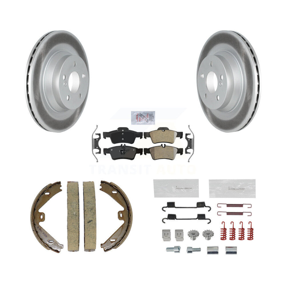 Rear Disc Coated Rotors Semi-Metallic Pads Parking Shoes & Hardware Kit For Mercedes-Benz KGA-107463