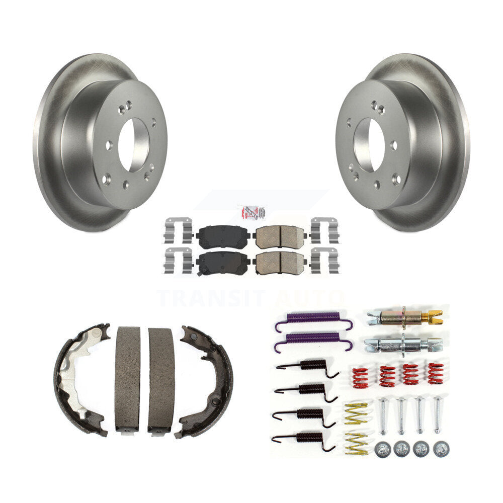Rear Disc Coated Rotors Ceramic Pads Parking Brake Shoes Hardware Kit For Kia Forte Koup KGA-107465