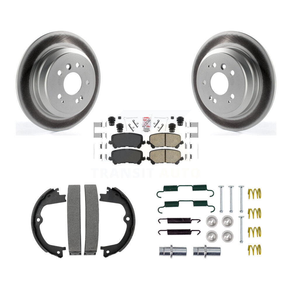 Rear Disc Coated Rotors Ceramic Pads Parking Shoes Hardware Kit For Honda Pilot Ridgeline KGA-107478
