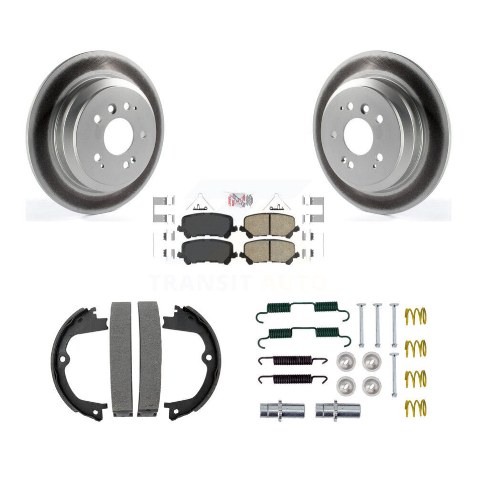 Rear Disc Coated Rotors Ceramic Pads Parking Shoes Hardware Kit For Honda Pilot Ridgeline KGA-107479