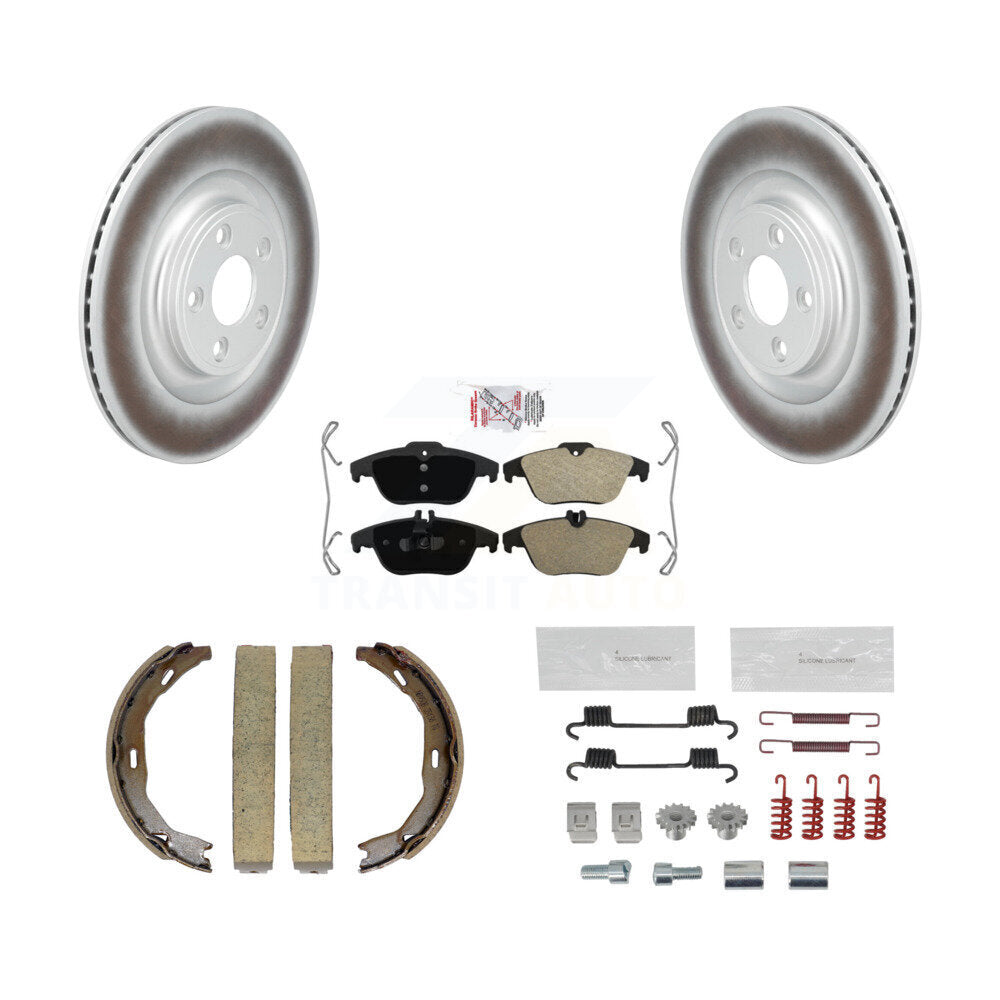 Rear Disc Coated Rotors Semi-Metallic Pads Parking Brake Shoes And Hardware Kit For KGA-107480