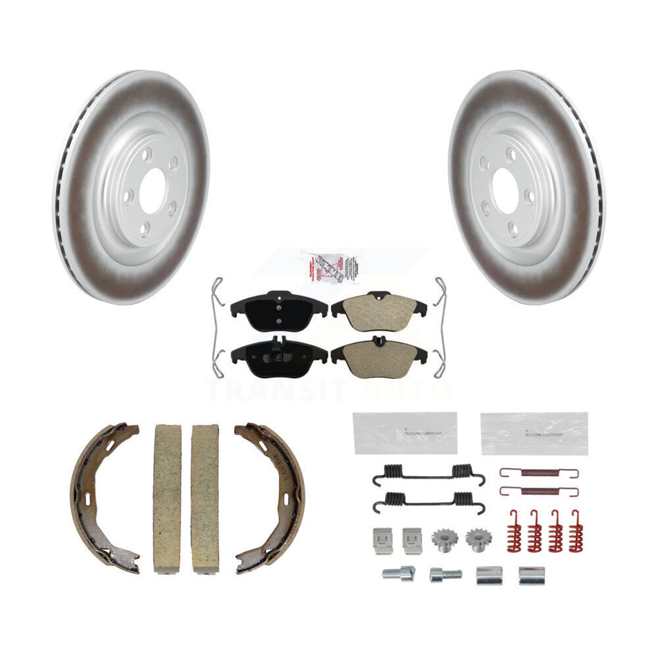 Rear Disc Coated Rotors Semi-Metallic Pads Parking Brake Shoes And Hardware Kit For KGA-107480