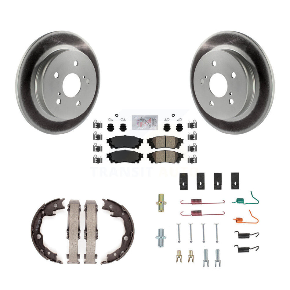 Rear Disc Coated Rotors Ceramic Pads Parking Brake Shoes & Hardware Kit For Toyota Camry KGA-107483