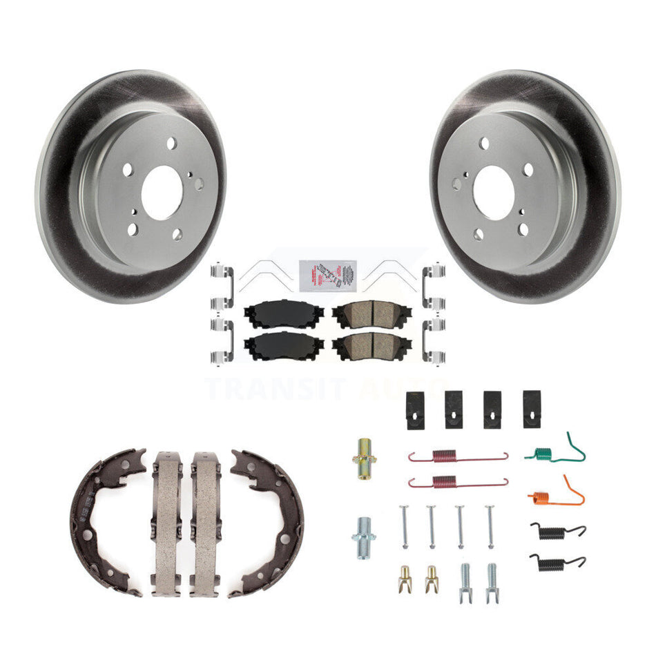 Rear Disc Coated Rotors Ceramic Pads Parking Brake Shoes & Hardware Kit For Toyota Camry KGA-107484
