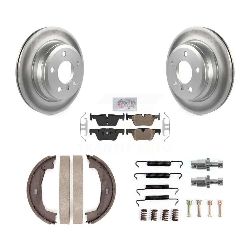Rear Disc Coated Rotors Semi-Metallic Pads Parking Shoes Hardware Kit For BMW 428i xDrive KGA-107487