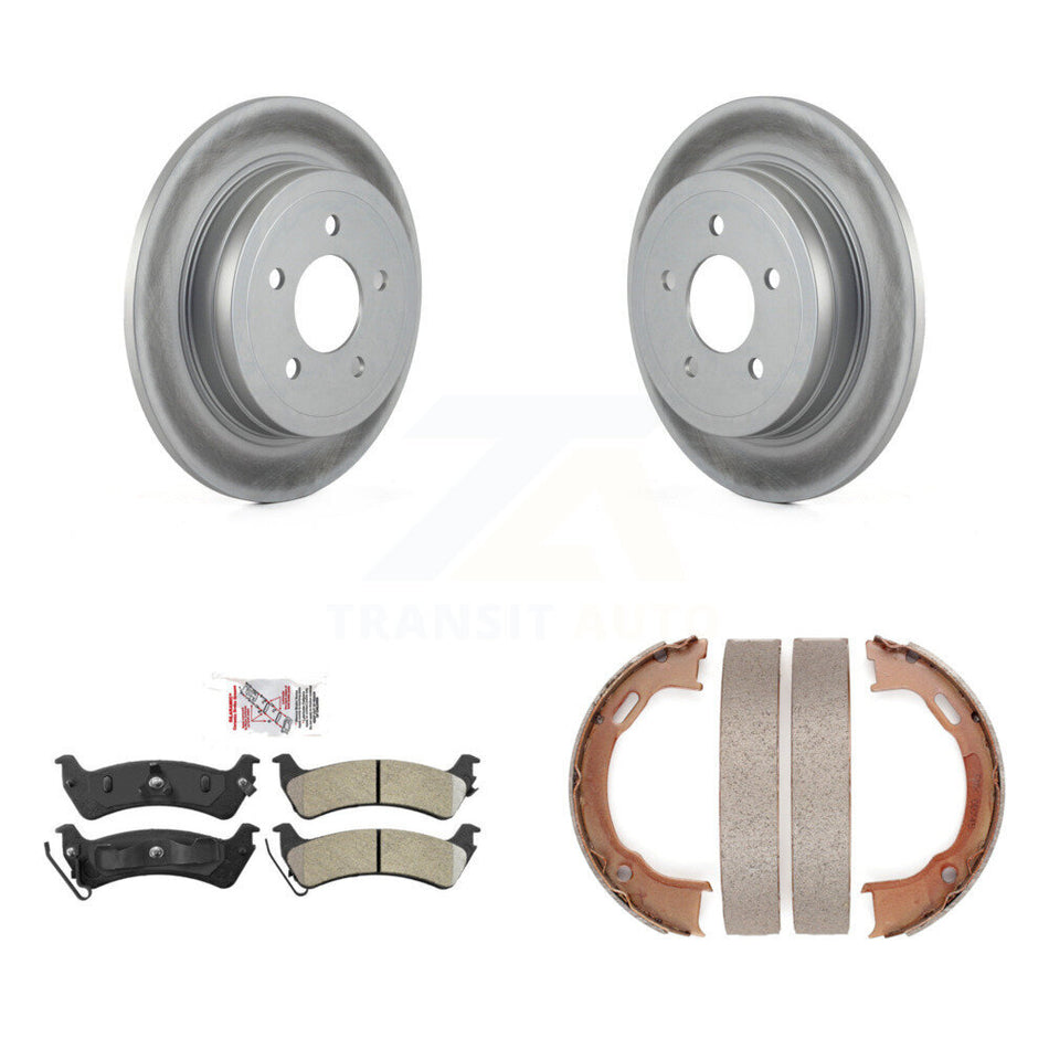 Rear Disc Coated Rotors Semi-Metallic Pads Parking Shoes Kit For Ford Explorer Sport Trac KGA-107497