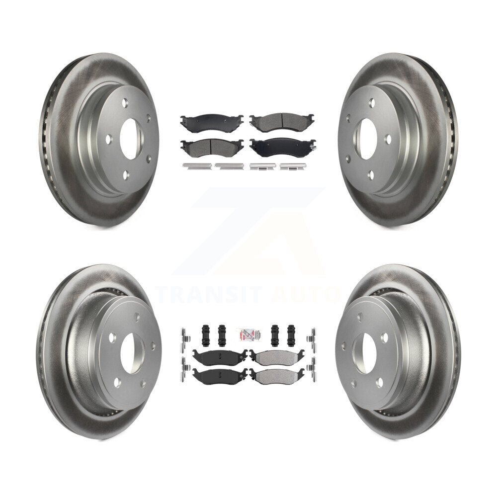 Front Rear Semi-Metallic Pads And Coated Disc Brake Rotors Kit For Dodge Ram 1500 Durango KGA-107533