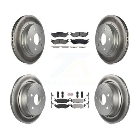 Front Rear Semi-Metallic Pads And Coated Disc Brake Rotors Kit For Dodge Ram 1500 Durango KGA-107533