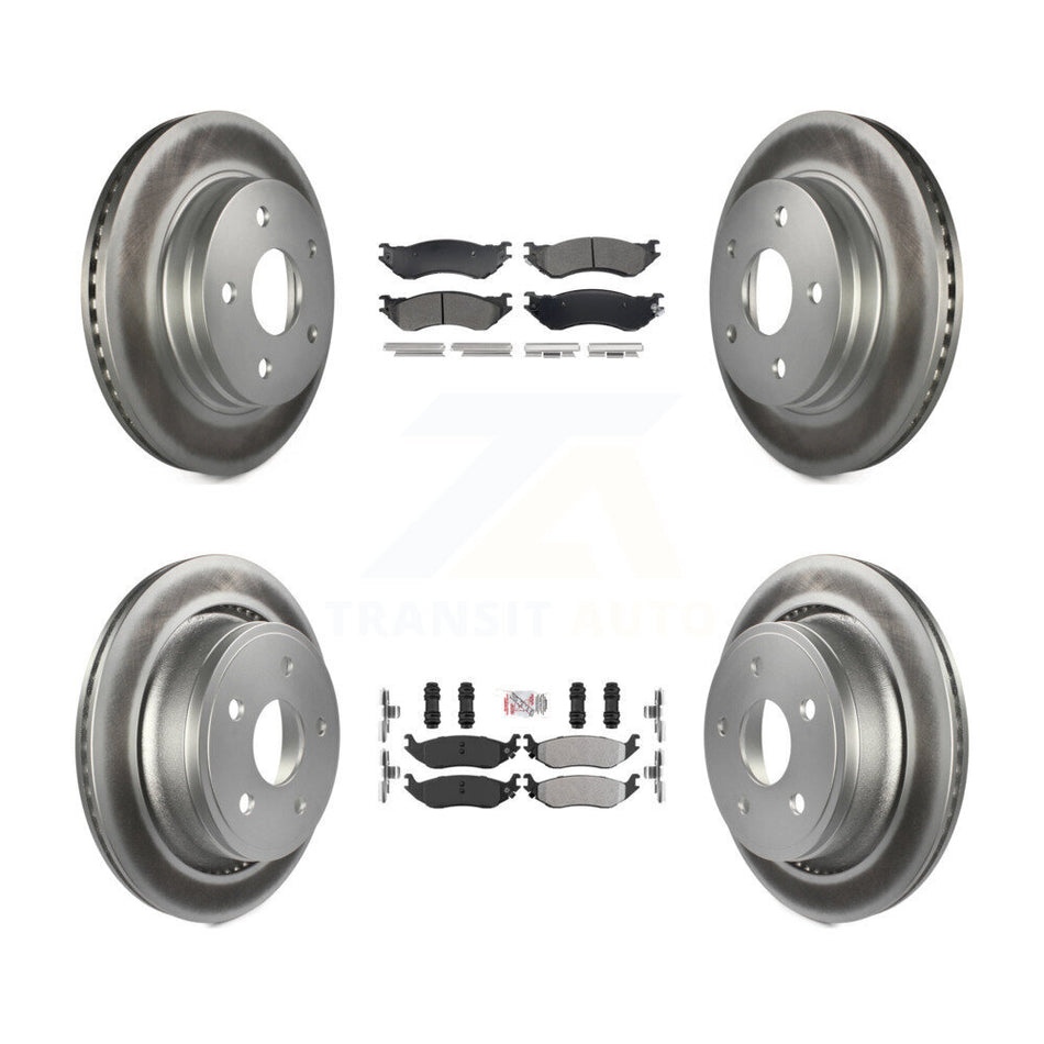 Front Rear Semi-Metallic Pads And Coated Disc Brake Rotors Kit For Dodge Ram 1500 Durango KGA-107533