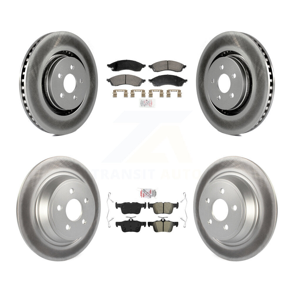 Front Ceramic Rear Semi-Metallic Pad And Coated Disc Brake Rotor Kit For Lincoln Nautilus KGA-107538