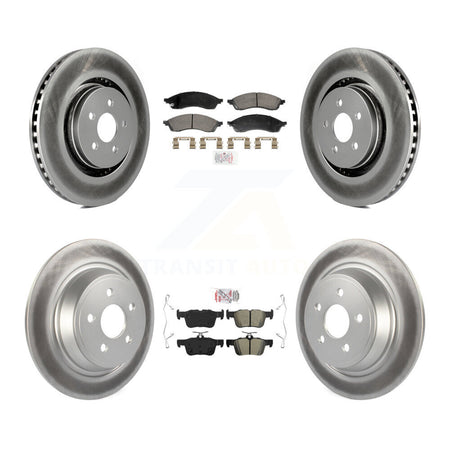Front Ceramic Rear Semi-Metallic Pad And Coated Disc Brake Rotor Kit For Lincoln Nautilus KGA-107538