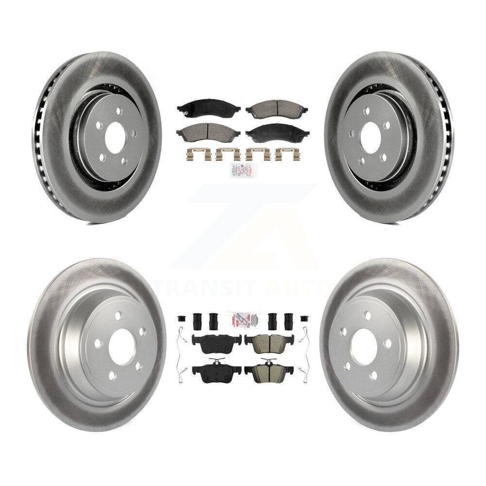 Front Ceramic Rear Semi-Metallic Pad And Coated Disc Brake Rotor Kit For Lincoln Nautilus KGA-107539