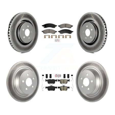 Front Ceramic Rear Semi-Metallic Pad And Coated Disc Brake Rotor Kit For Lincoln Nautilus KGA-107539
