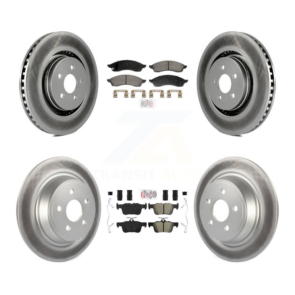 Front Ceramic Rear Semi-Metallic Pad And Coated Disc Brake Rotor Kit For Lincoln Nautilus KGA-107539