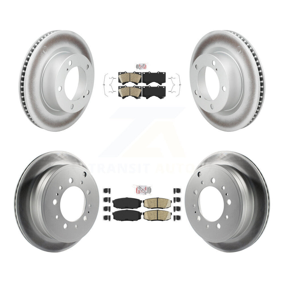 Front Rear Ceramic Pad & Coated Disc Brake Rotors Kit For Lexus LX570 Toyota Land Cruiser KGA-107545