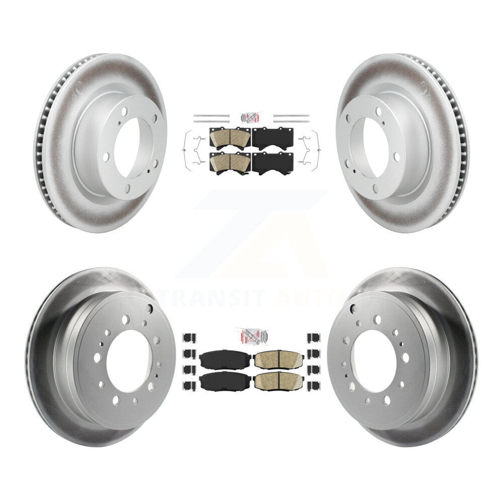 Front Rear Ceramic Pad & Coated Disc Brake Rotors Kit For Lexus LX570 Toyota Land Cruiser KGA-107546