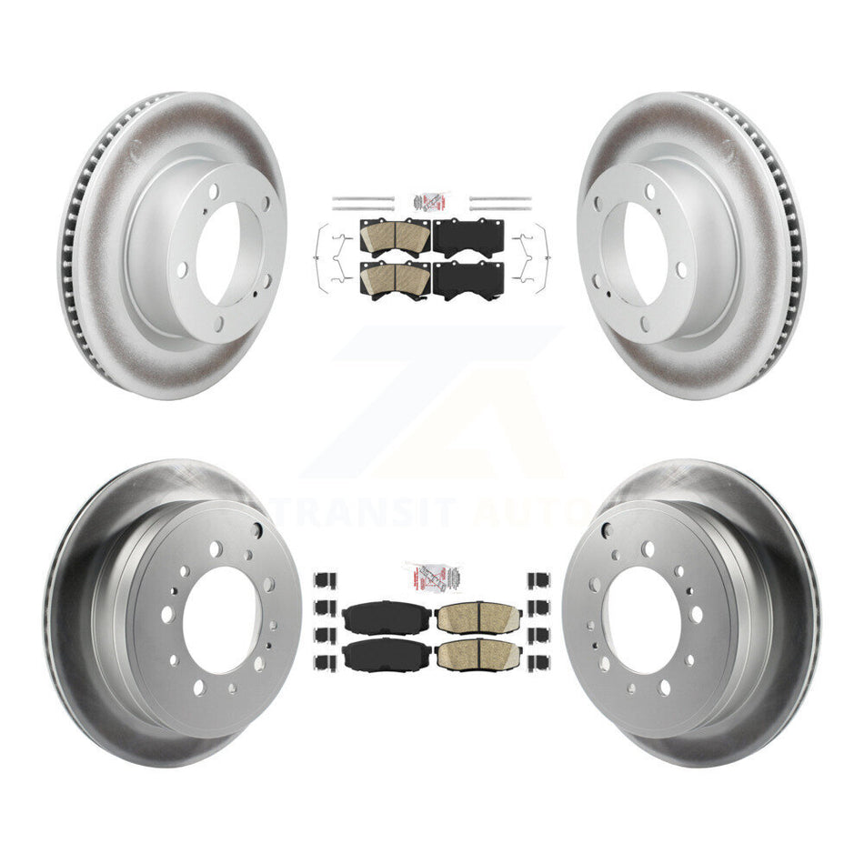 Front Rear Ceramic Pad & Coated Disc Brake Rotors Kit For Lexus LX570 Toyota Land Cruiser KGA-107546