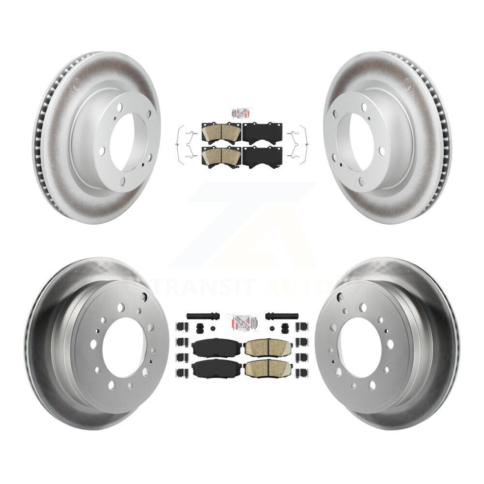 Front Rear Ceramic Pad & Coated Disc Brake Rotors Kit For Lexus LX570 Toyota Land Cruiser KGA-107547
