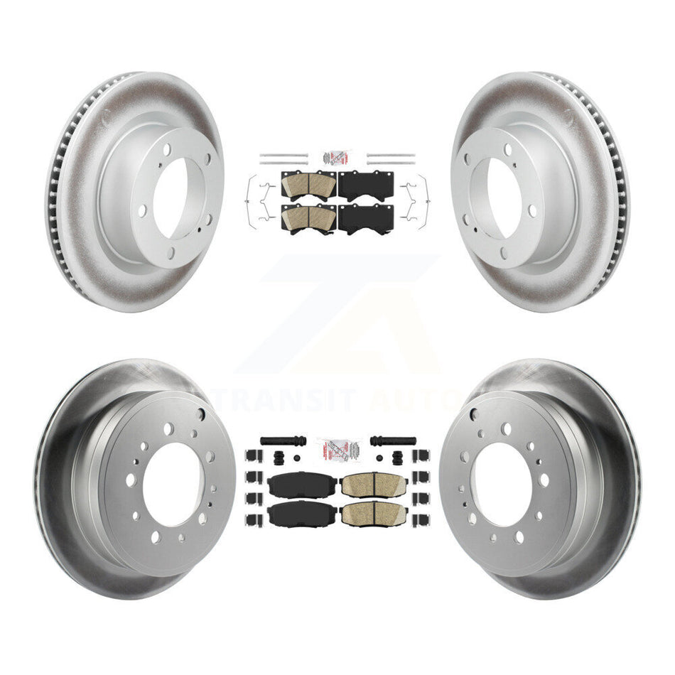 Front Rear Ceramic Pad & Coated Disc Brake Rotors Kit For Lexus LX570 Toyota Land Cruiser KGA-107548