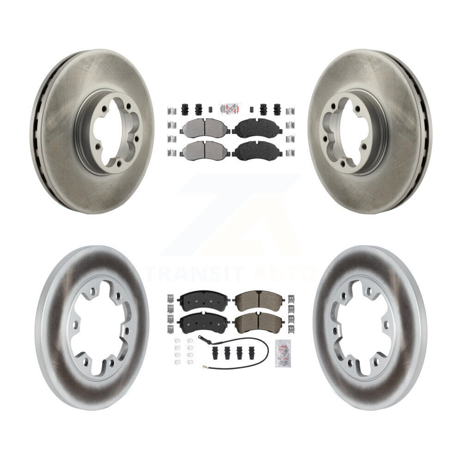 Front Rear Semi-Metallic Pad Coated Disc Brake Rotor Kit For 2023 Ford Transit-350 HD RWD KGA-107561