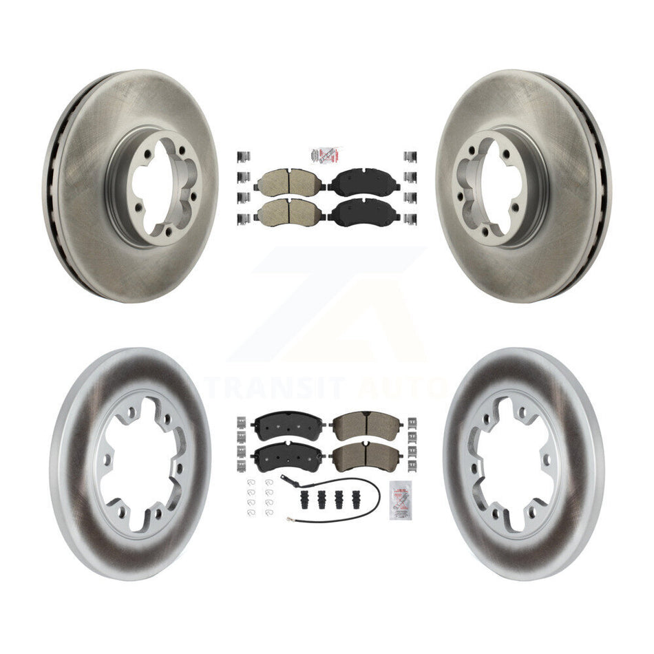 Front Rear Semi-Metallic Pad Coated Disc Brake Rotor Kit For 2023 Ford Transit-350 HD RWD KGA-107562