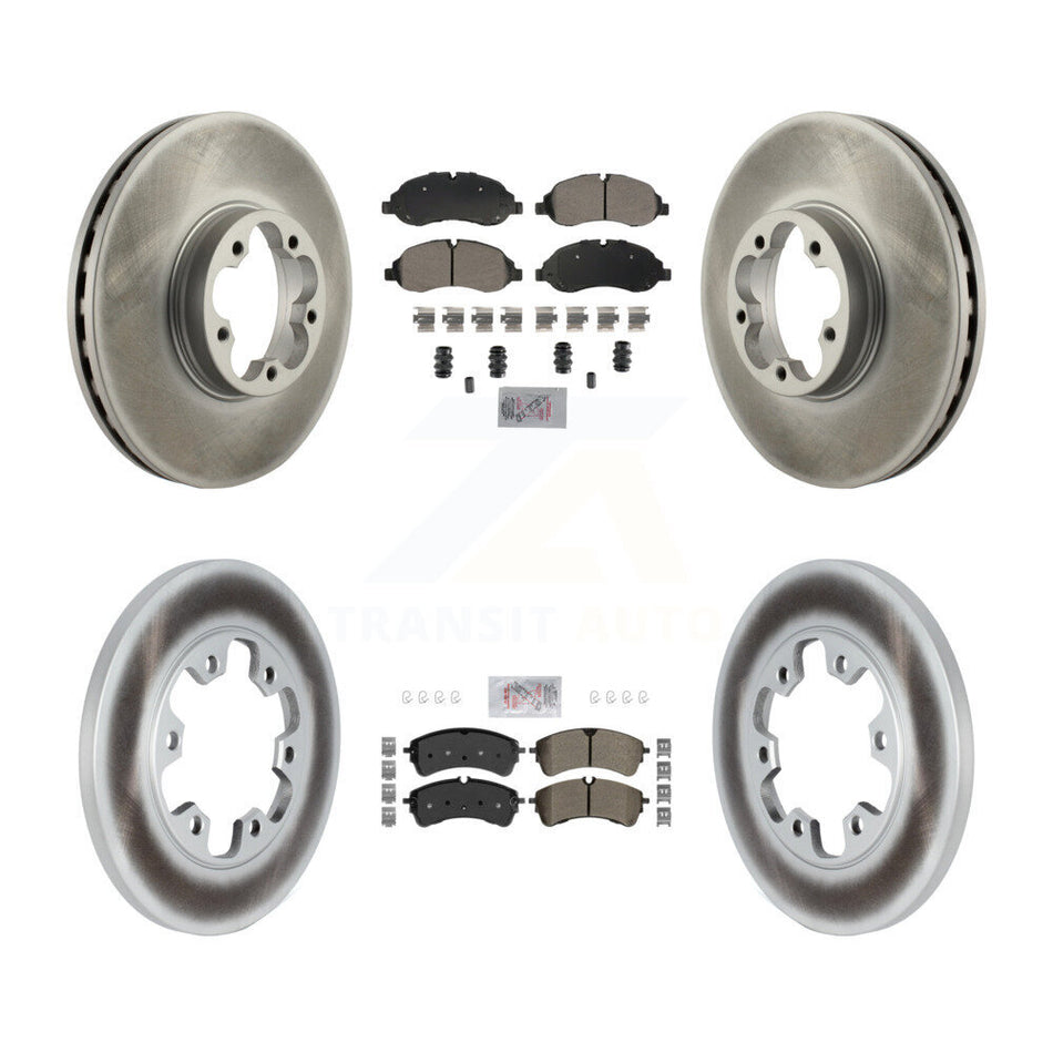 Front Rear Semi-Metallic Pad Coated Disc Brake Rotor Kit For 2023 Ford Transit-350 HD RWD KGA-107563
