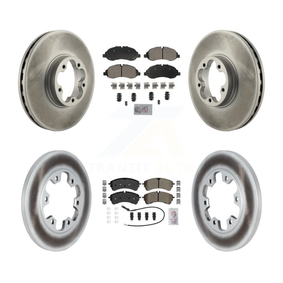 Front Rear Semi-Metallic Pad Coated Disc Brake Rotor Kit For 2023 Ford Transit-350 HD RWD KGA-107563