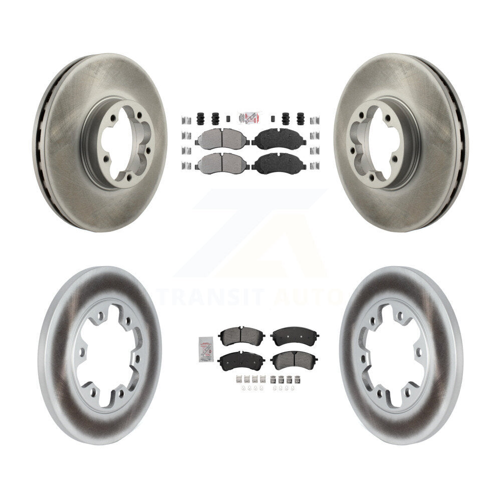 Front Rear Semi-Metallic Pad Coated Disc Brake Rotor Kit For 2023 Ford Transit-350 HD RWD KGA-107564